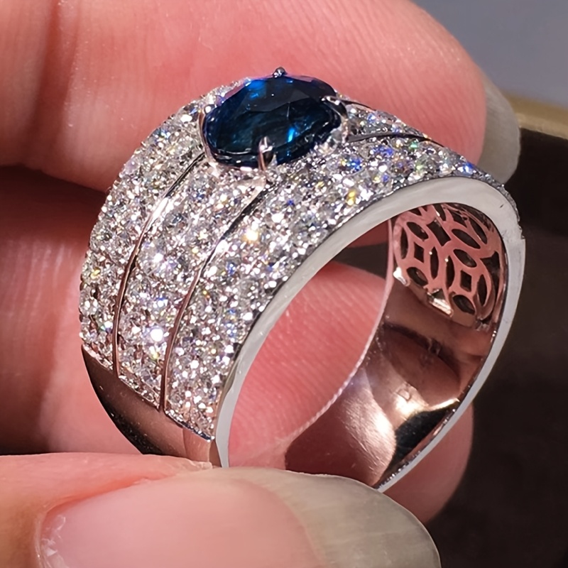 4 Prong CZ Ring with Crystal Accents for Formal Events